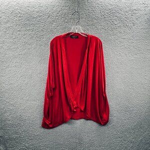 August Silk Open‎ Front Cardigan XL Kimono Sleeve Drape Front Lounge Minimalist